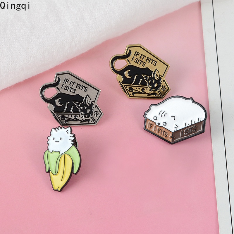 Bros Pin Enamel Bentuk Kartun Kucing Pisang Untuk Anak