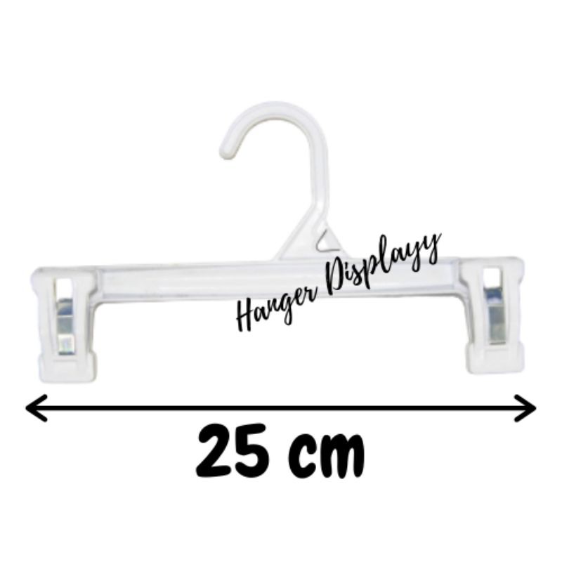 Hanger Jepit Celana/ Kerudung / Rok / Anak-Remaja(25 cm) Plastik Gantungan Baju Jepit Putih (12 pcs)