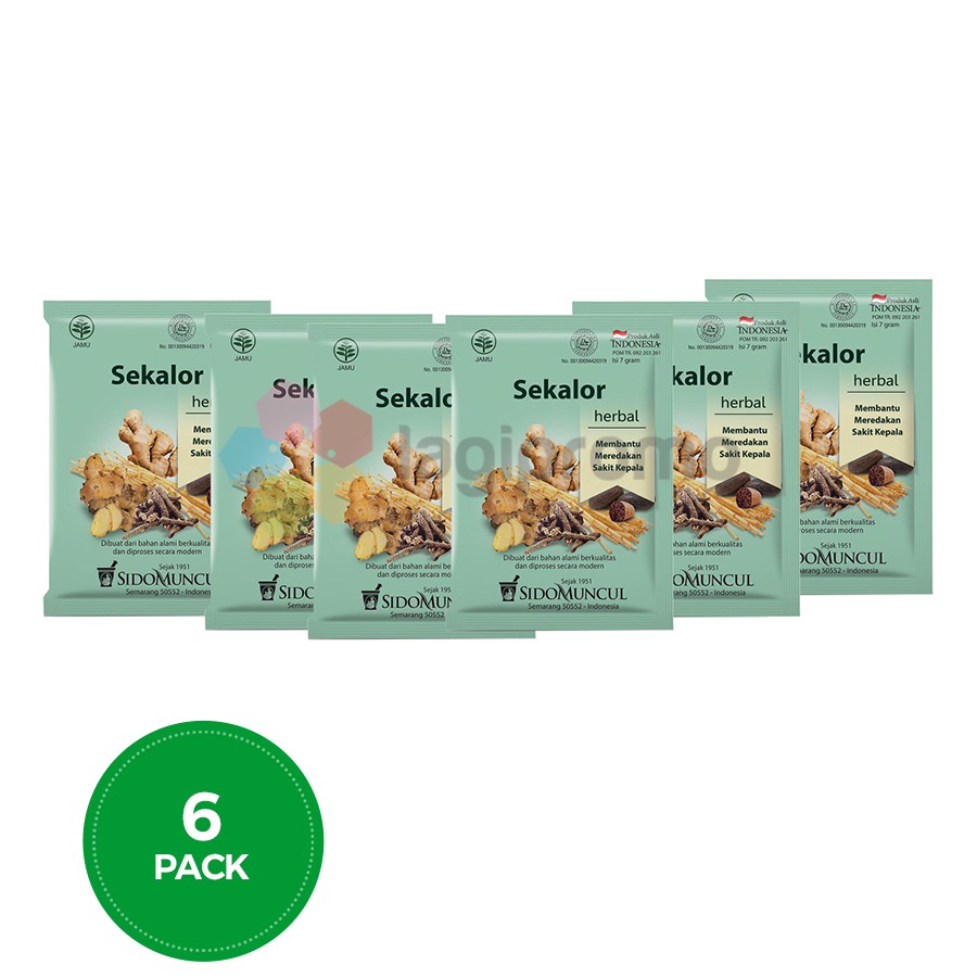 

Sido Muncul Jamu Sekalor 10 Sachet Obat Sakit Kepala Alami - 6 Pack