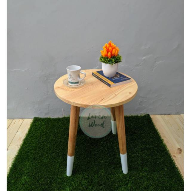 Coffee Table Round Meja Bulat Meja Kopi Meja Tamu Kayu Jati Belanda Shopee Indonesia
