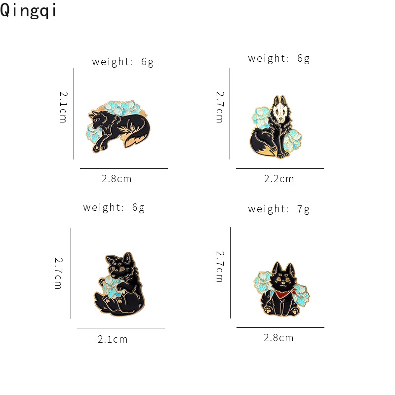 Bros Pin Enamel Bentuk Kartun Serigala Hitam Gaya Punk Untuk Hadiah