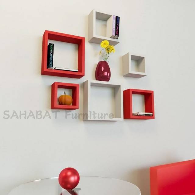 RAK DINDING KOTAK 6 pcs