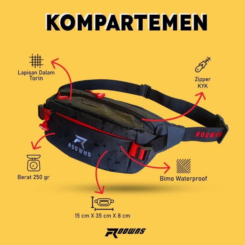 &quot;waistbag rekomen&quot; tas kerja -- TAS SELEMPANG PRIA-Tas Bahu &quot;full waterproof&quot; roowns series 270