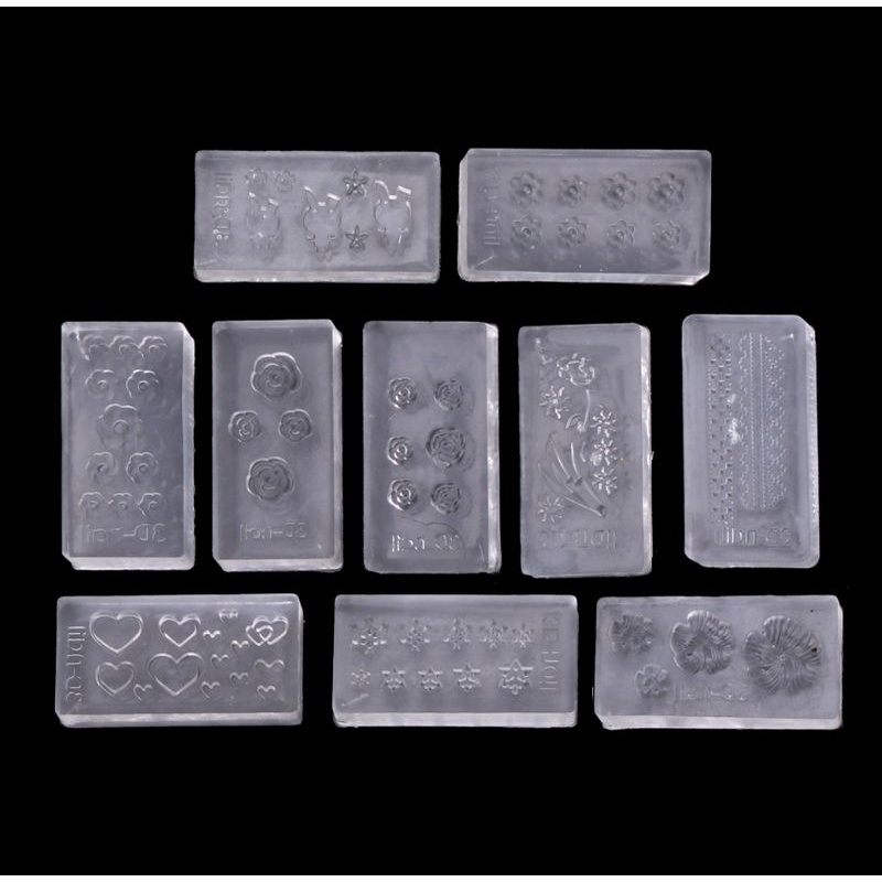 SIY  30 Styles DIY 3D Acrylic Nail Art Tool Silicone Carved Mold Template Mould Kit