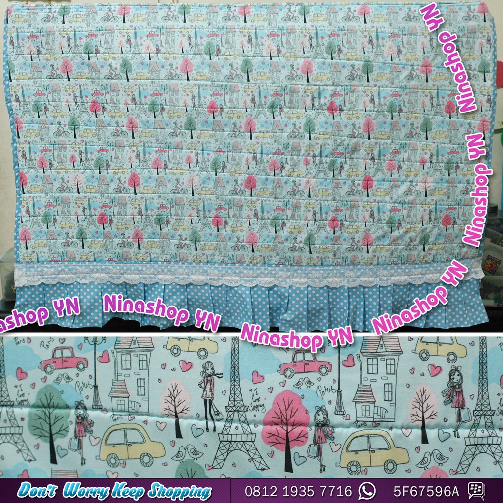 COVER TV,BANDO TV,TUTUP TV LED PARIS LOVE MODEL REMPEL RENDA KOMBINASI