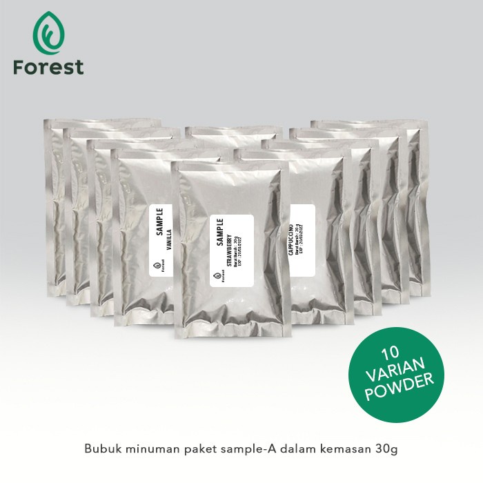 

DISKON - (BISA COD) Bubuk Minuman Paket Sample A : 10 Varian - FOREST Bubble Drink - Sample+B.Wrap