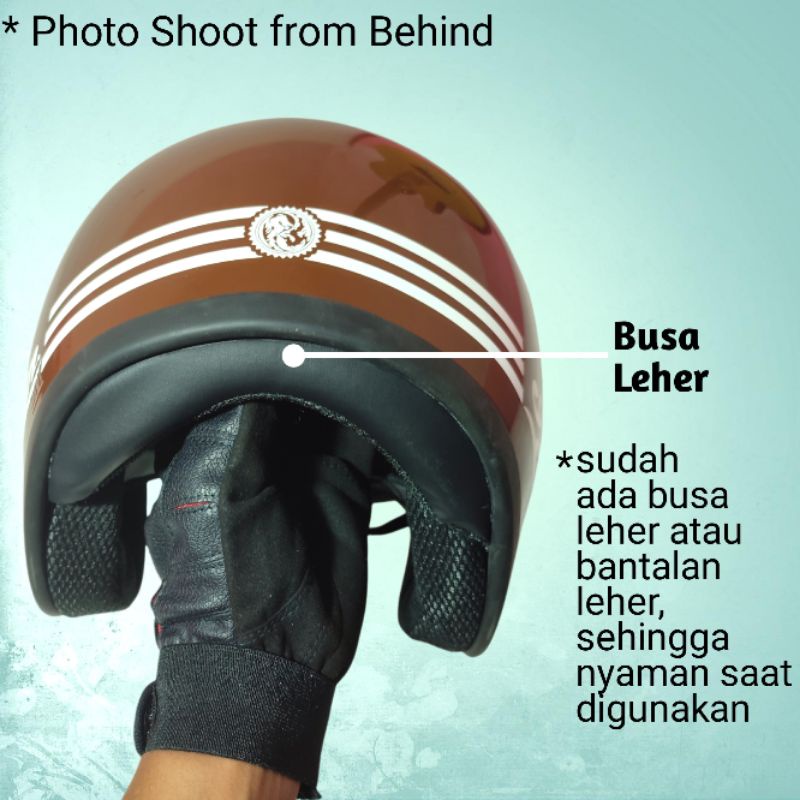 helm retro classic motif garis tiga sni pria wanita dewasa murah polos pet klasik unisex helm bogo