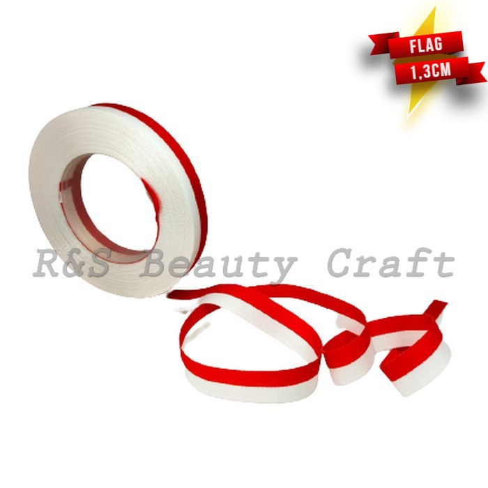 

pita kain satin bendera merah putih ukuran 1,3cm per roll