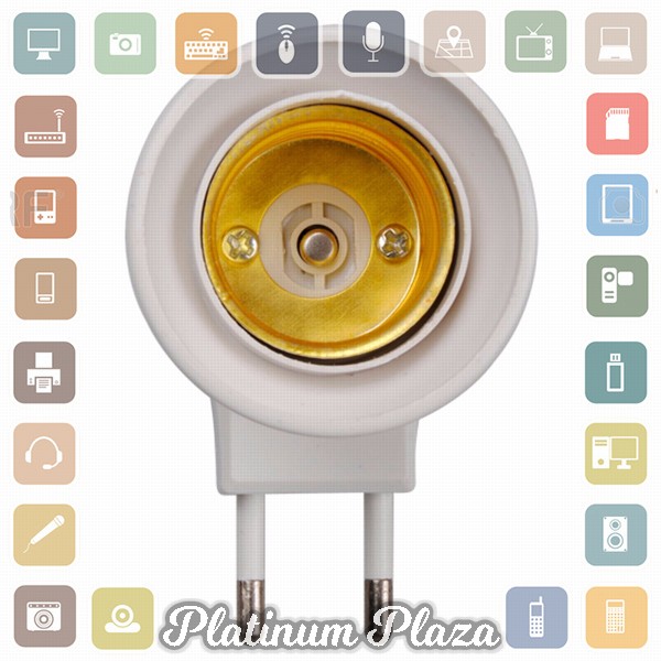 Fitting E27 Lampu Bohlam Portable EU Plug - White`E3M10Y-