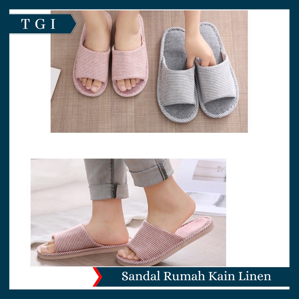 TGI - SANDAL RUMAH EMPUK NYAMAN ELEGAN MODIS / SANDAL KAMAR INDOOR HALUS MOTIF GARIS / SLIPPER SANDAL RUMAH KAIN EMPUK KAMAR TIDUR / SANDAL RUMAH PREMIUM