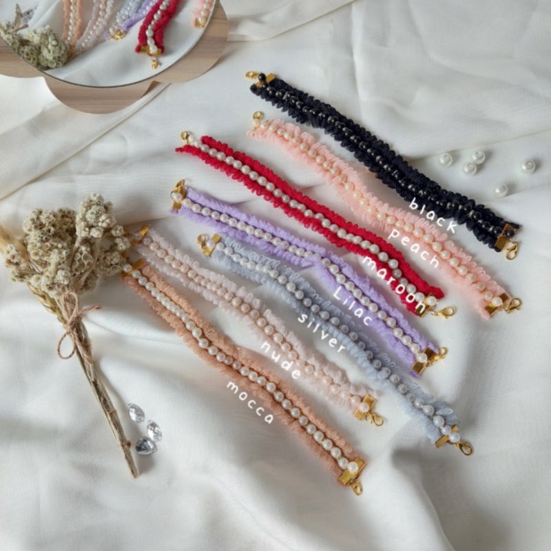 konektor masker hijab mutiara | tali makser | pengait masker hijab