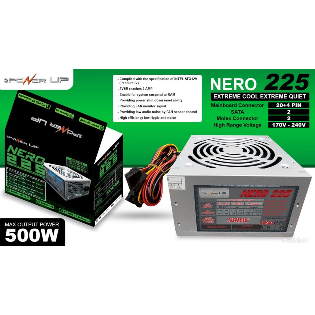 Power Supply Power UP 500w PSU Power-UP 500 Watt Resmi