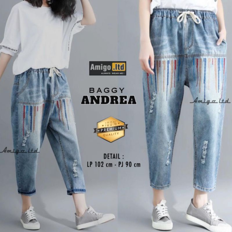 andrea baggy best seller / celana jeans wanita super premium quality