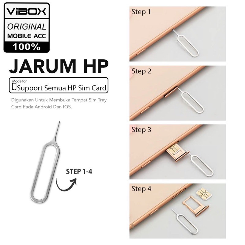 1pack {isi 50pcs} VIBOX JARUM SIM EJECTOR TERMURAH UNIVERSAL ALL SMARTPHONE / TAB /  ORIGINAL PRODUK