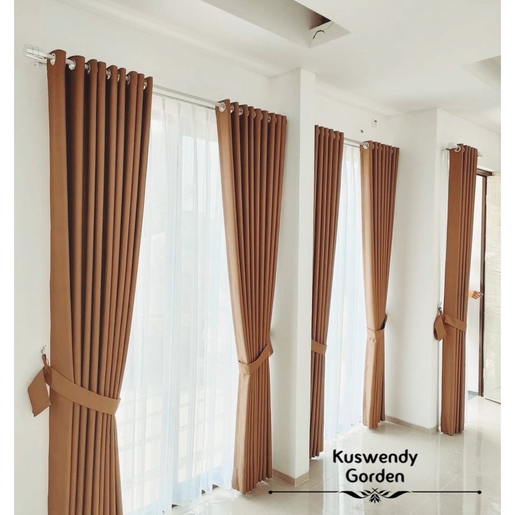 Gorden Blackout Polos 150 x 225 cm Tinggi 2.25 meter Hordeng Jendela Pintu Tirai Minimalis