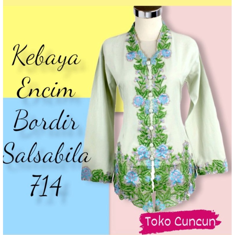 Kebaya Encim Kebaya Katun Hijau Muda Salsabila 714 Atasan kebaya Modern Kebaya Bordir
