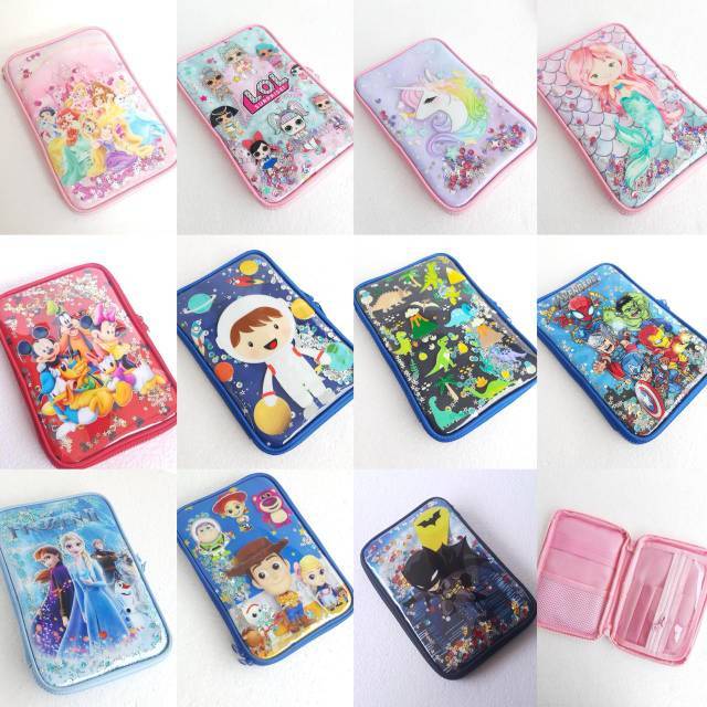 

Art Case Sparkle karakter 3 Sekat Tempat Pensil Anak Lucu