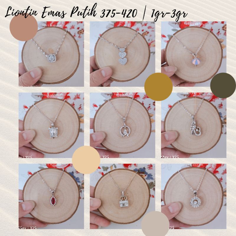 WAJIB TANYA STOK Realpic Liontin Emas Putih Asli Kadar 375 - 420 | 1gr - 3gr | Part 1
