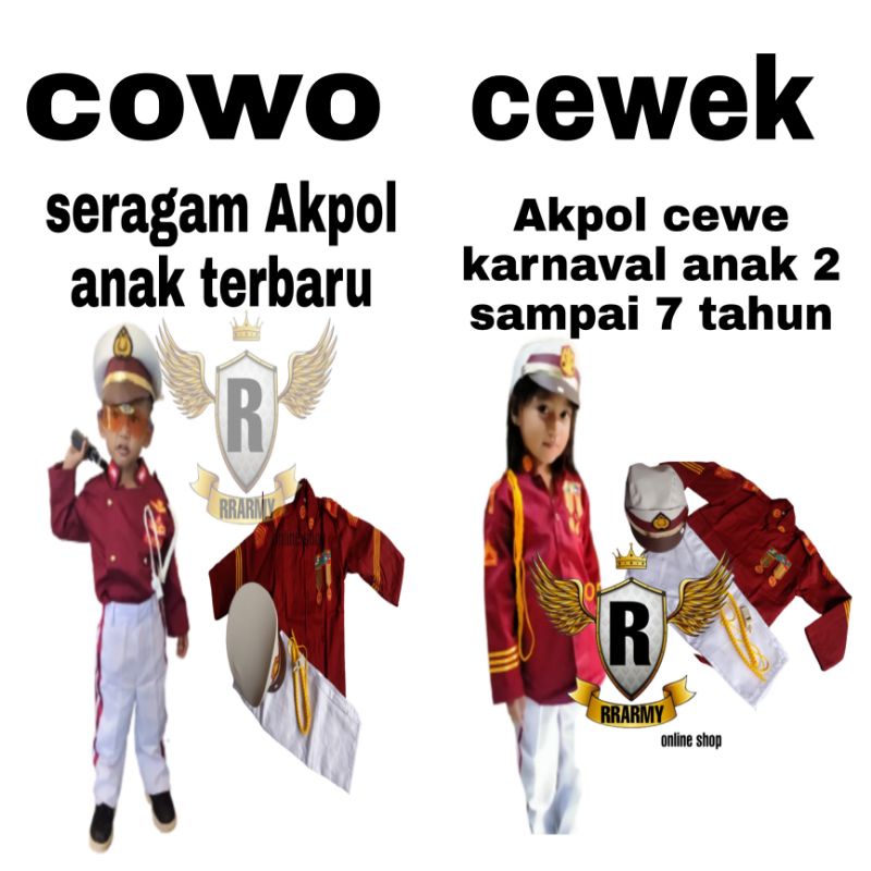 SERAGAM AKPOL ANAK/KOSTUM AKPOL ANAK/BAJU PROFESI AKPOL/baju profesi anak/kostum karnaval