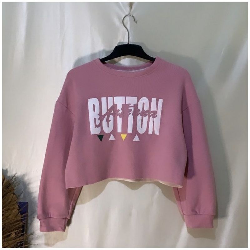 BUTTON CROPE SWEATER | SWEATER WANITA KEKINIAN