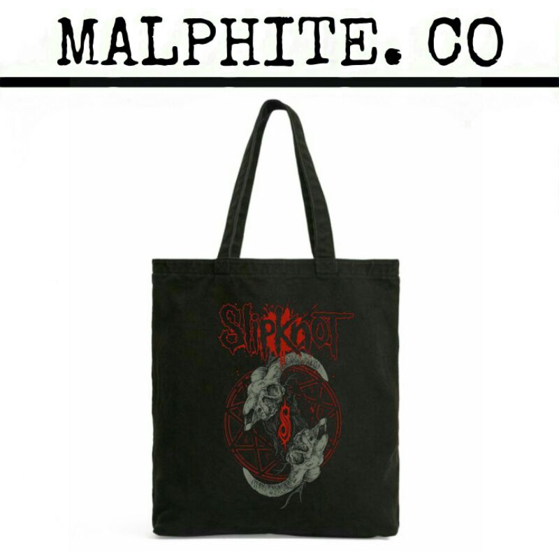 Totebag Slipknot Goats Slip Tote Bag Motif Logo Band Metal Merch Tas Jinjing Selempang Shoulder Hand