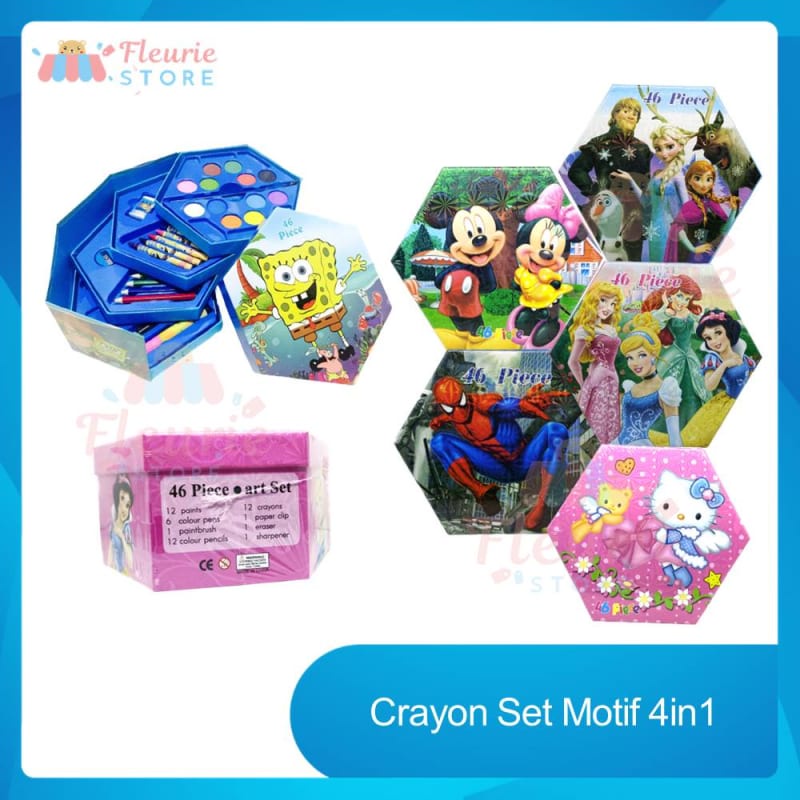 

Crayon Set Motif 4in1 isi 46 - Alat Perlengkapan Menggambar Melukis Anak