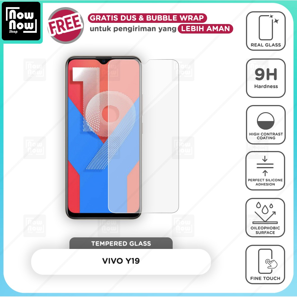 Tempered Glass Anti Gores Vivo Y19 Screen Guard Protector 9H Kaca Temperglass