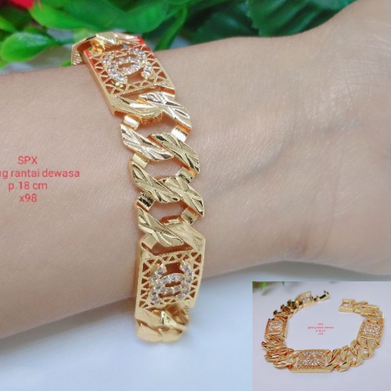 gelang rantai Chanel perhiasan Titanium Xuping Rodium perhiasan lapis emas 24 karat