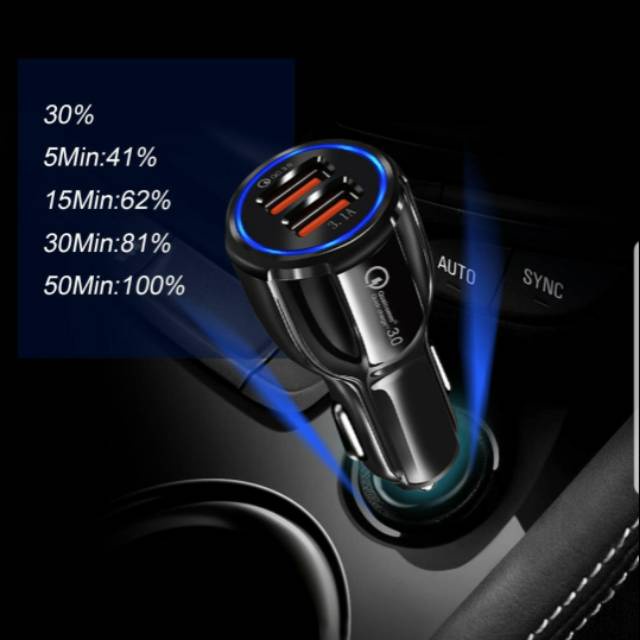 Original casan mobil qualcomm 6A fast charging 2 USB fast car charger 2 slot casan mobil 2 lubang fast charging