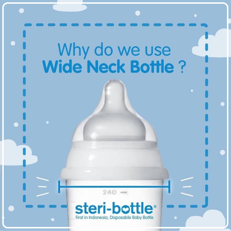 Steri Bottle Disposable Baby Bottle Fast Flow Nipple (2x250ml)