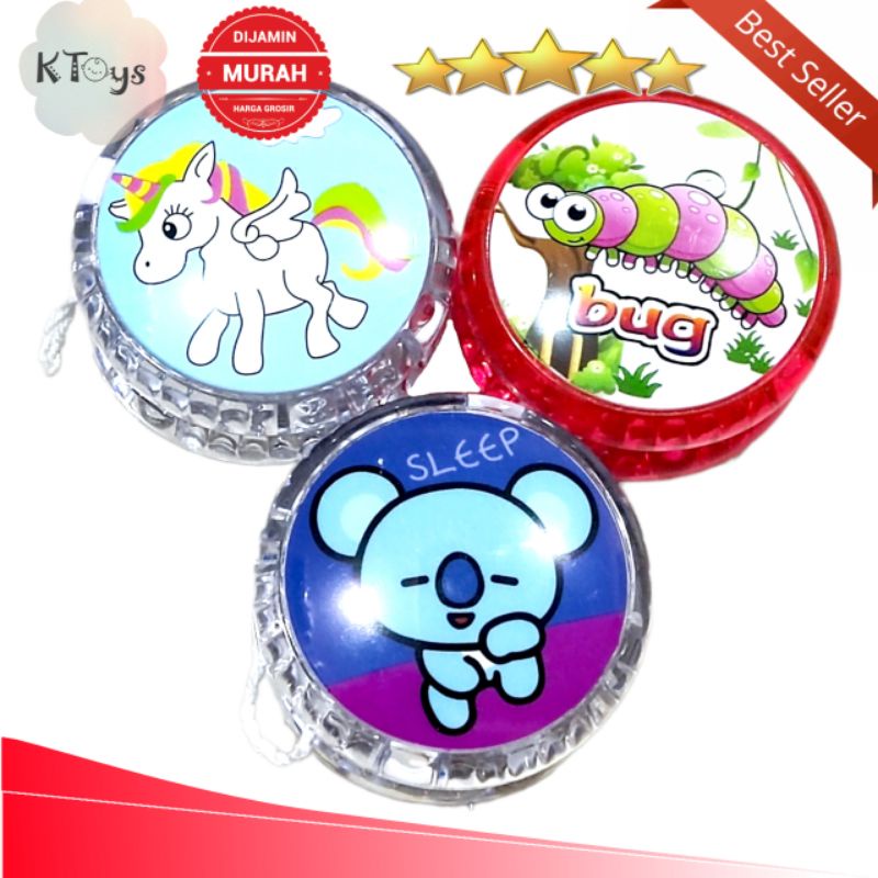 mainan anak super yoyo plus lampu led warna warni karakter motif unicorn dan bola keren