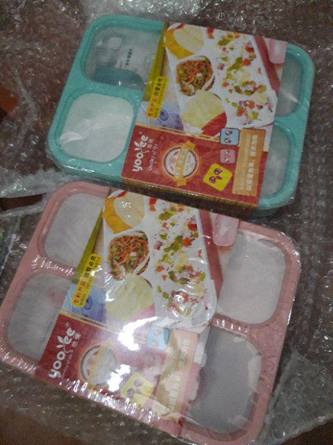 Lunch Box / Kotak Tempat Makan Sekat 4 Grids Leak Proof Bpa Free