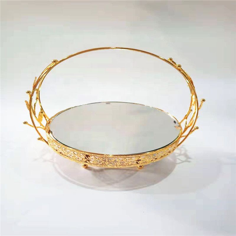 cake stand mirror tray nampan kaca mewah tempat kue