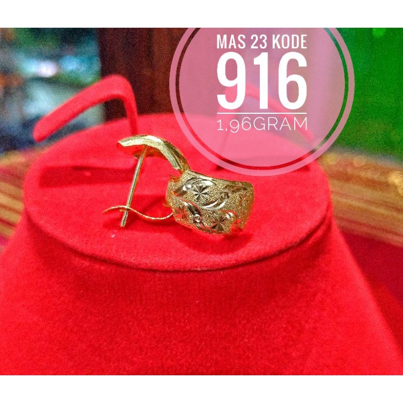 anting klip emas asli malaysia kode 916%