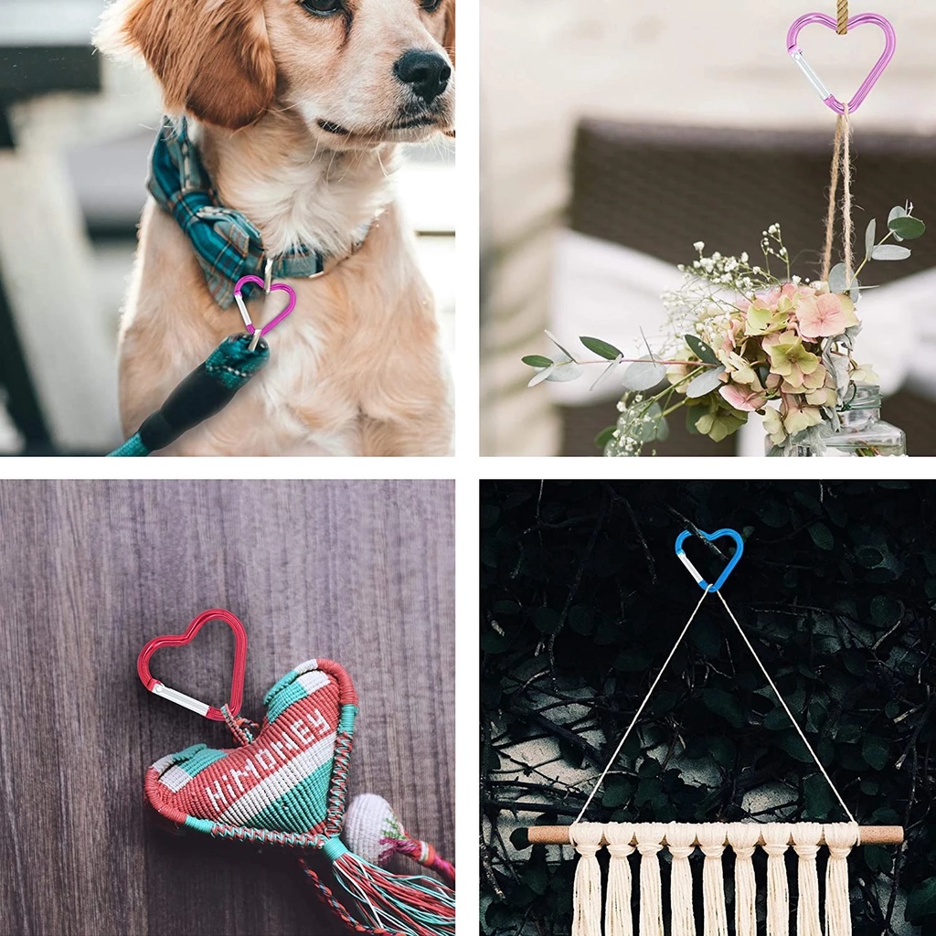 Gantungan Kunci Carabiner Bentuk Hati Bahan Aluminum Warna Acak Untuk Outdoor