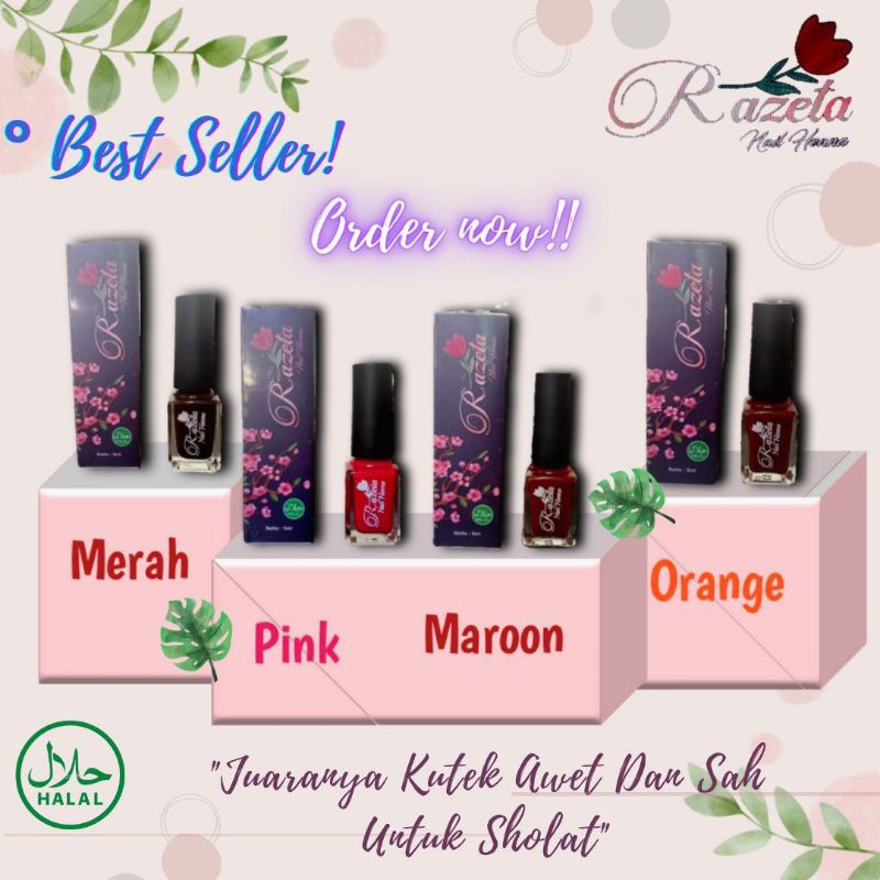 (COD) (Menghabiskan Stok) RAZETA Nail Henna || Kutek Sah Sholat || kutek Muslimah
