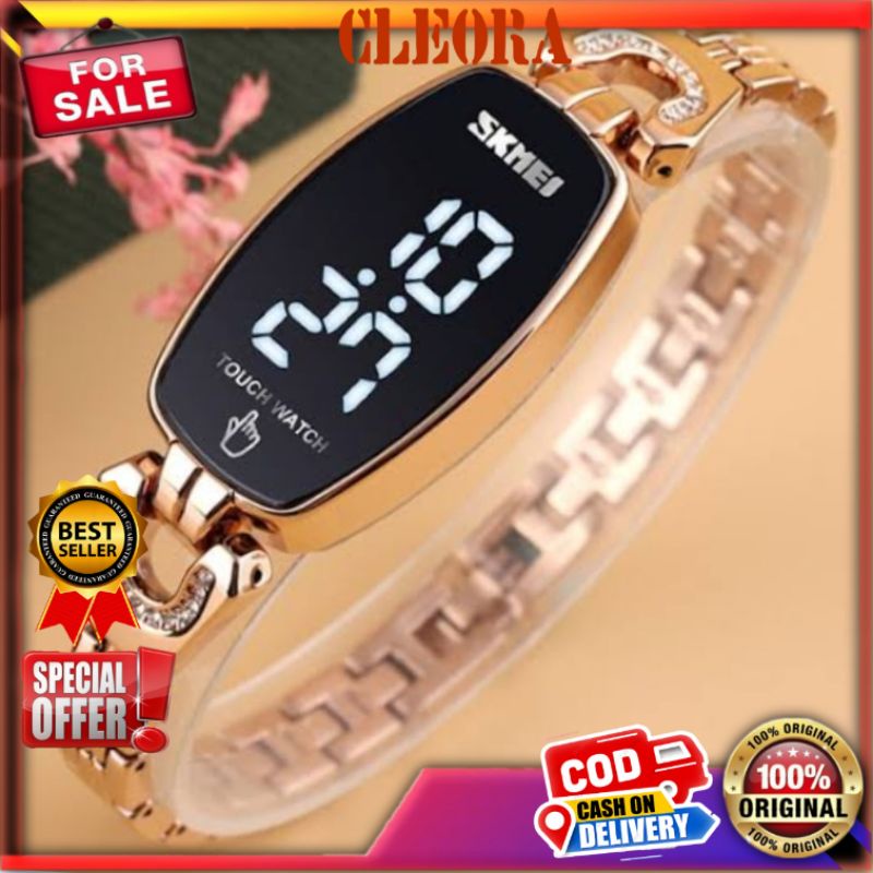 Jam Tangan Wanita SKMEI Touchscreen Led Light Digital Original Arloji Tali Stainless  jm Anti Air Jam Tangan Viral Jam Tangan Best Seller Jam Tangan Terbaru Jam Tangan Populer Jam Tangan Kekinian Jam Rante Formal Besar Kecil Jam Branded 1588