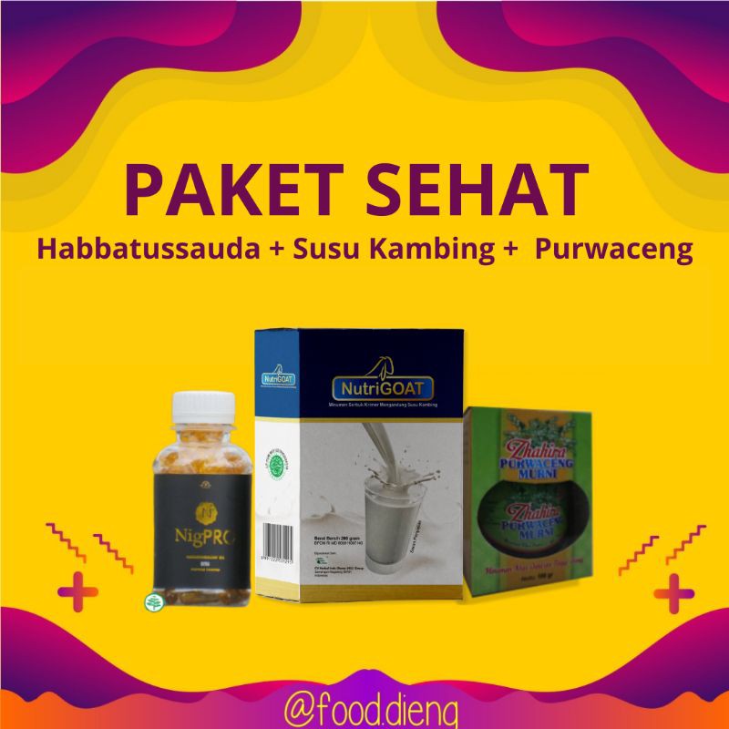 

Paket Sehat : Habbatussauda NigPro + Susu Kambing Nutrigoat + Purwaceng Zhafira