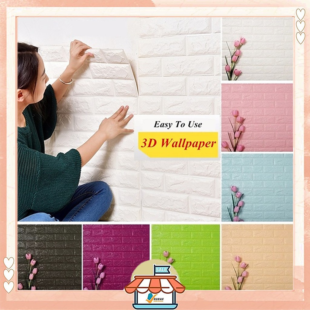 RSB Wallpaper Dinding Foam 3D Motif Batu Bata Ukuran 77 x  