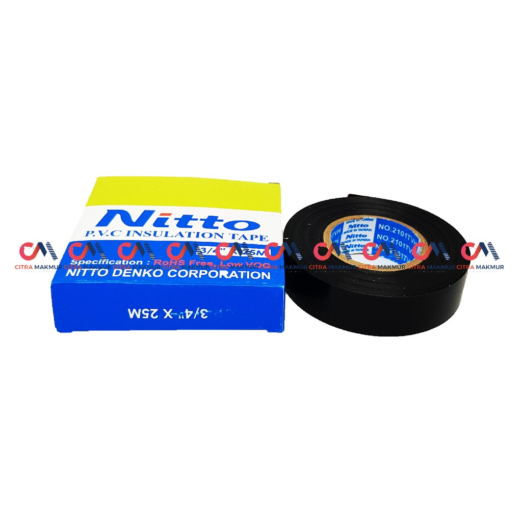 Isolasi Listrik Nitto Hitam Kabel PVC Insulation Tape Solasi Lakban 25 meter