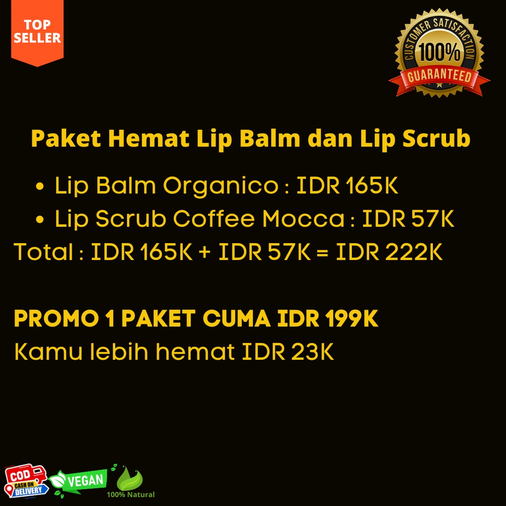 Lip Balm Organico dan Lip Scrub Coffee Mocca Paket Hemat