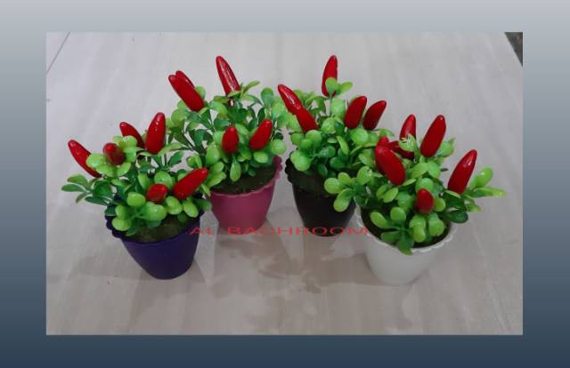 RB6072 CABE-CABEAN POT TAWON 7CM BUAH HIAS DAUN PLASTIK ARTIFICIAL