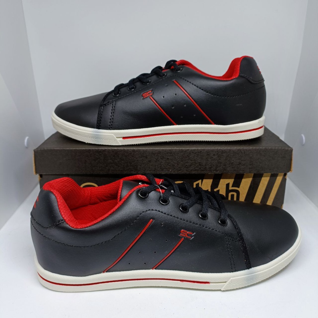 SPORT CLUB STAIN HITAM MERAH TALI/SEPATU SEKOLAH/SEPATU TALI/SEPATU FASHION/SEPATU ANAK TK SD SMP SMA/SEPATU TERBARU/SEPATU MURAH/SEPATU FORMAL