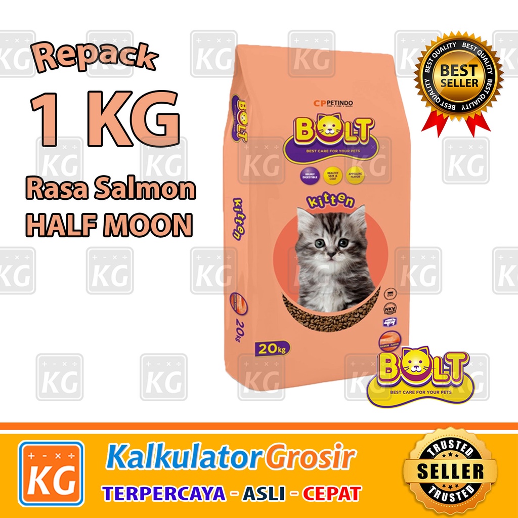 Makanan Kucing Bolt - Catfood Bolt Repack 1 Kg Rasa Tuna / Salmon Bentuk Ikan / Donat 1KG Kering