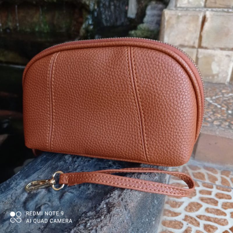 Dompet Wanita Papirut  Bapau Kulit Jeruk Sintetis Terlaris Skat Kartu COD-Tan