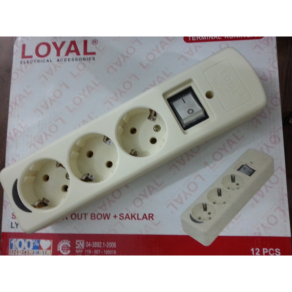 Loyal Stop Kontak + Saklar Lubang 3 Tiga LY-233 / Soket / Adapter