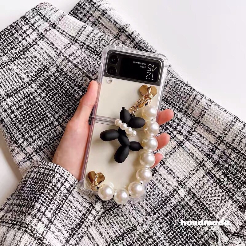 READY STOCK LANGSUNG KIRIM Samsung Z Flip Fold 2 3 4 Case Transparent Bening Black Poodle Dog Baloon