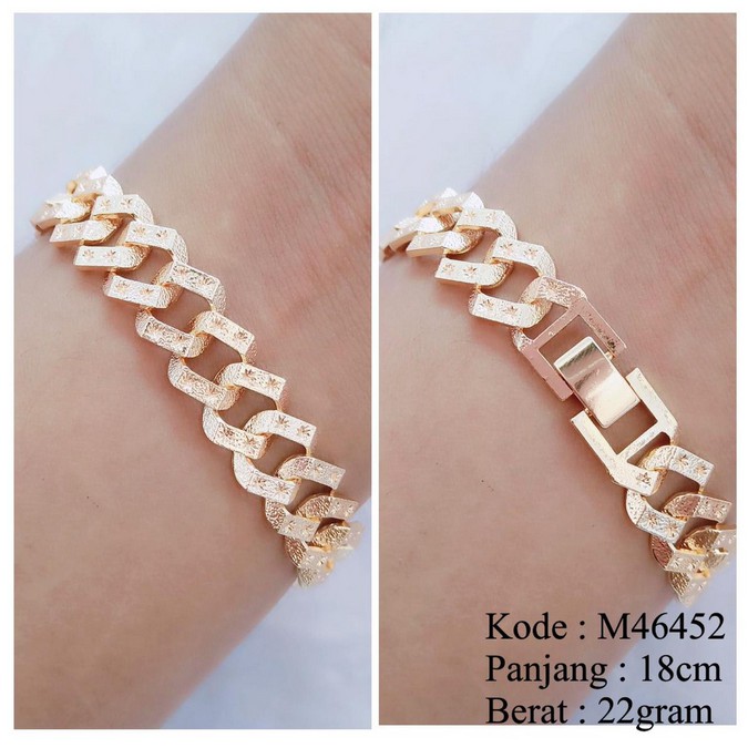 M46452 Gelang Tangan Rantai Wanita Lapis Emas Gelang Sisik Naga 18karat