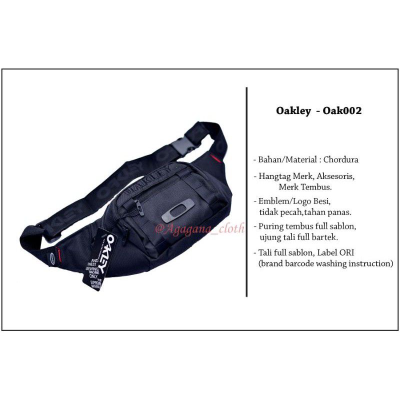 Tas Oakley Slempang Tas Surfing Oakley logo Besi / Tas waistbag distro / Tas Slempang Pria / Waistbag Pria