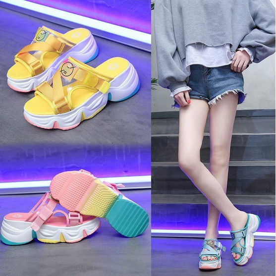 TBIG [COD] Sandal Wedges Wanita Import BUNGA TALI Korea Style Santai Wanita